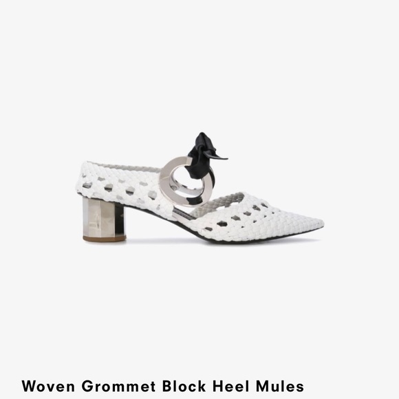 Proenza Woven Grommet Block Heel Mules - Picture 1 of 6